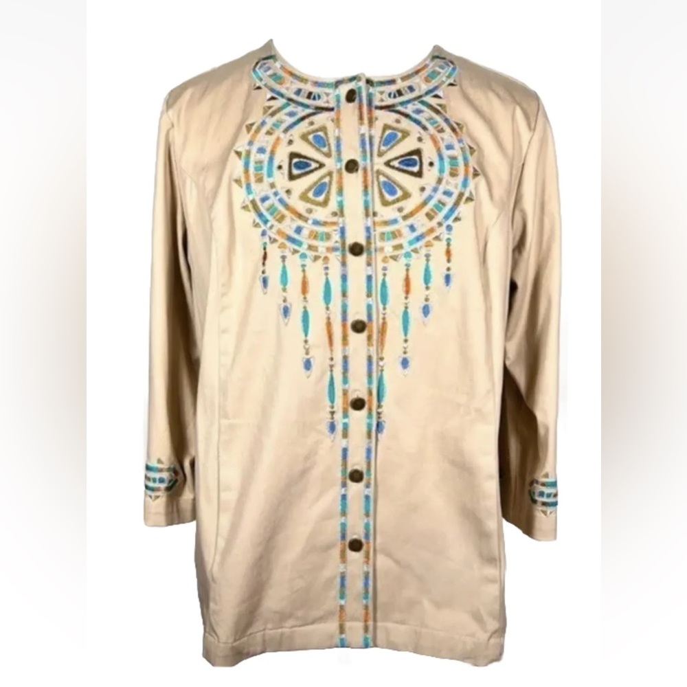 Vintage Bob Mackie Santa Fe Dream embroidered jacket Wearable Art Aztec Design M